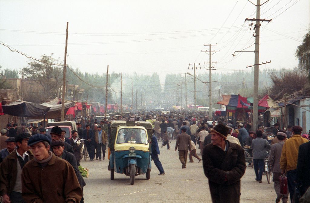 41 Kashgar Busy Street On The Way To Sunday Market 1993